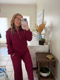 Cabernet Travel Days Ribbed Half-Zip Lounge Set