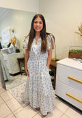 White and Blue Floral Dress