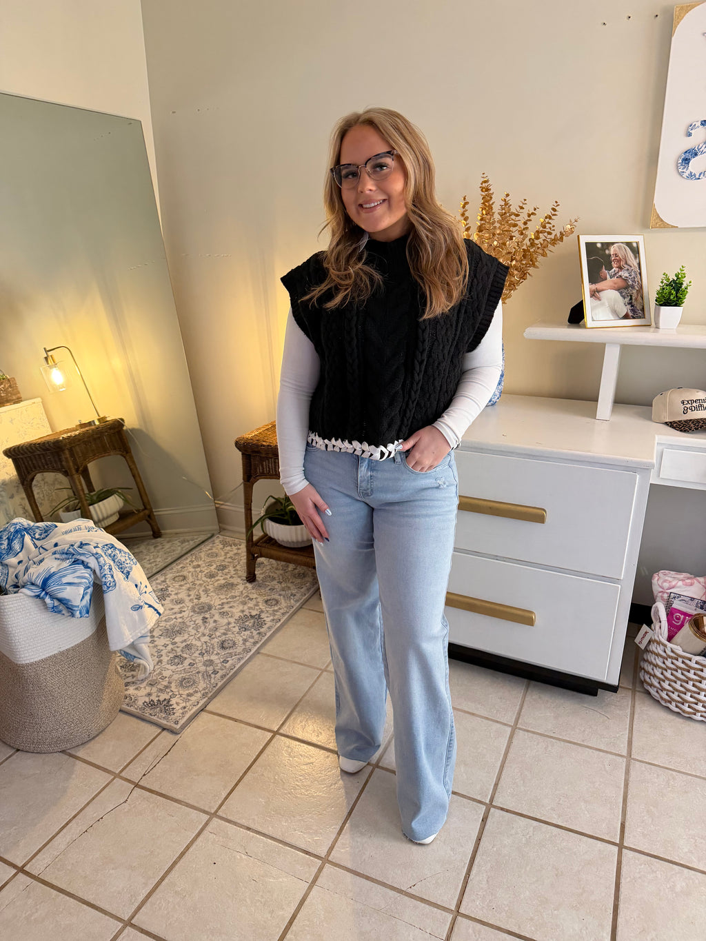 Braided Cable Knit Sweater Vest