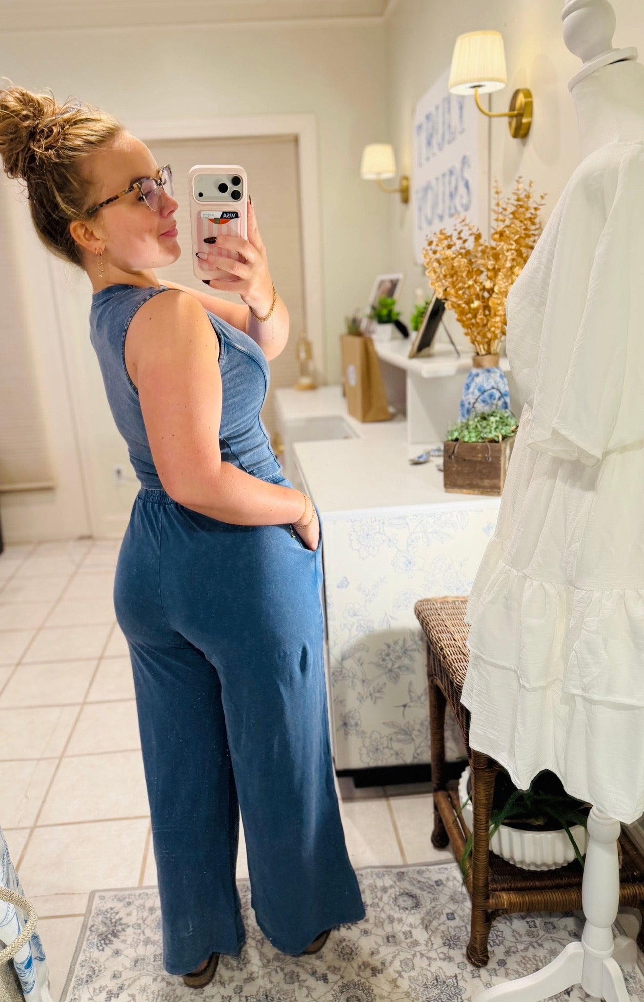 Mineral Washed Wide Leg Pants Set