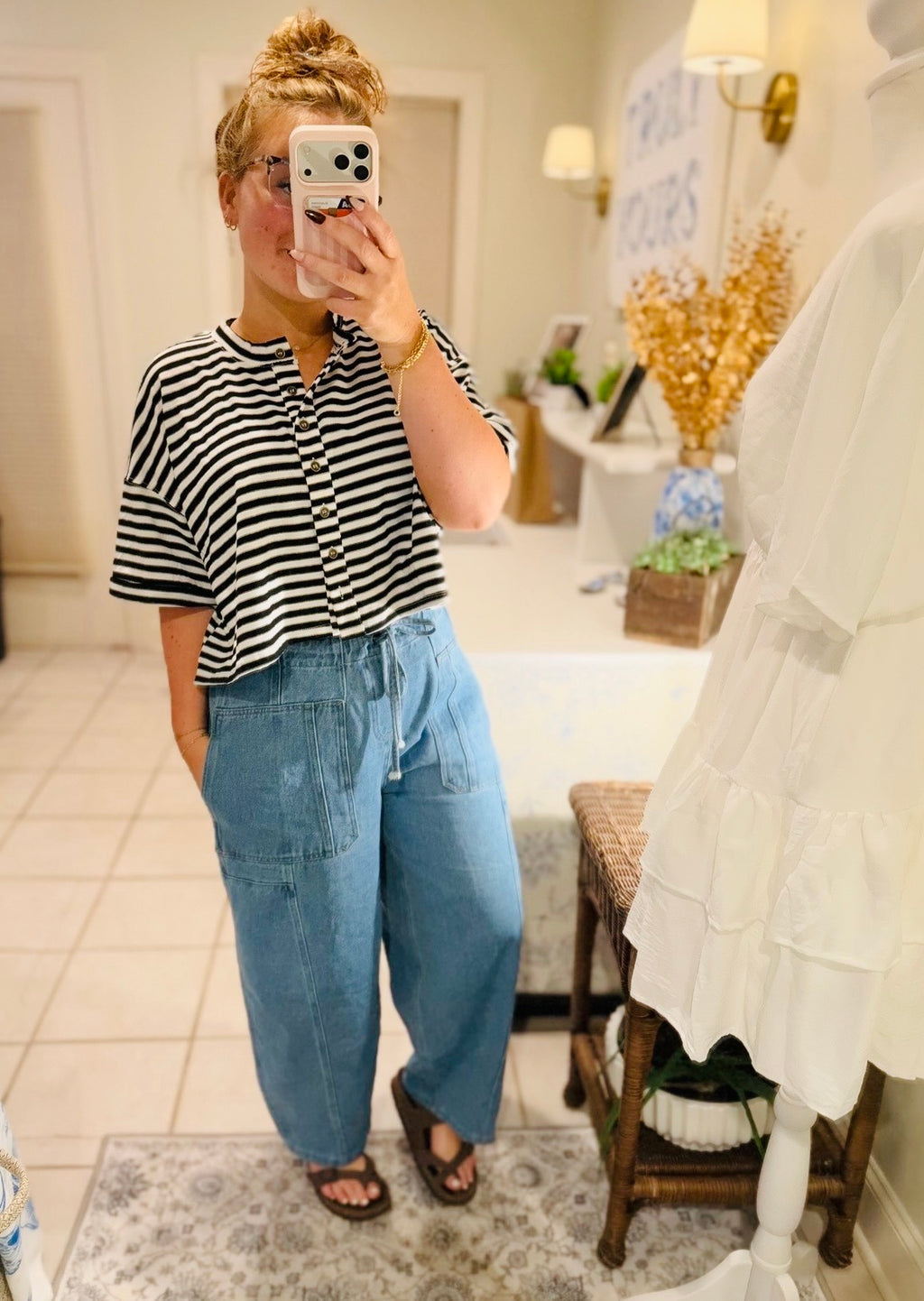 Striped Button-Up Tee