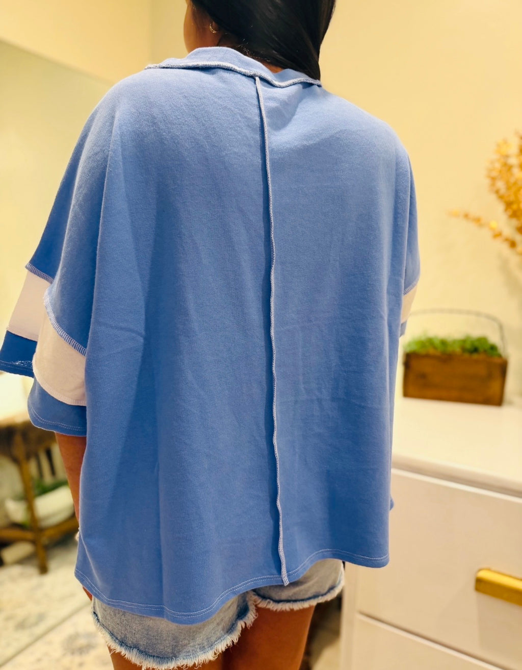 Cornflower Blue + White Striped Top
