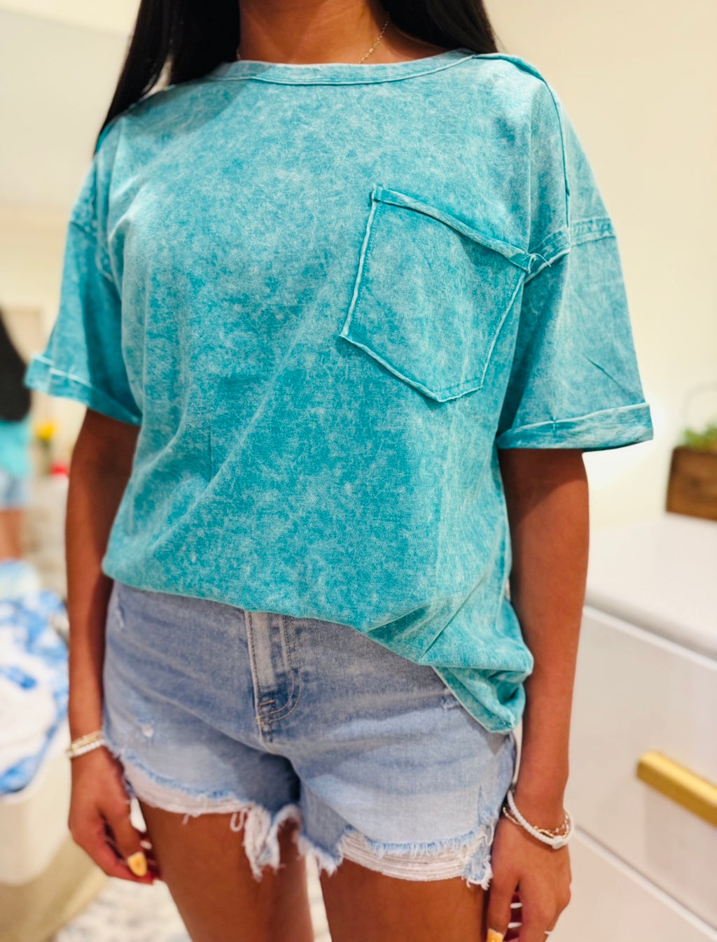 Green Acid Wash Top
