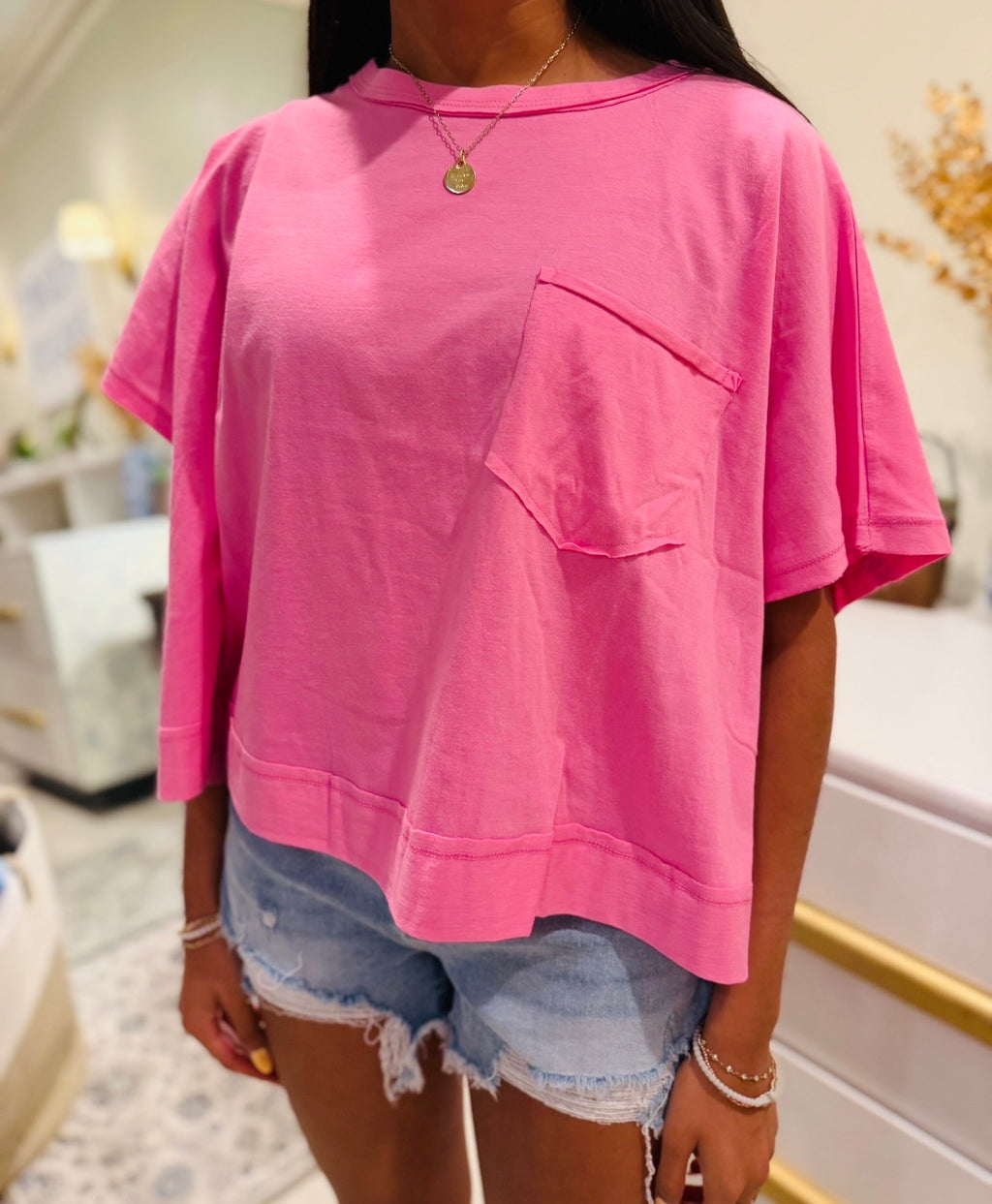 Pink Raw Edge Top