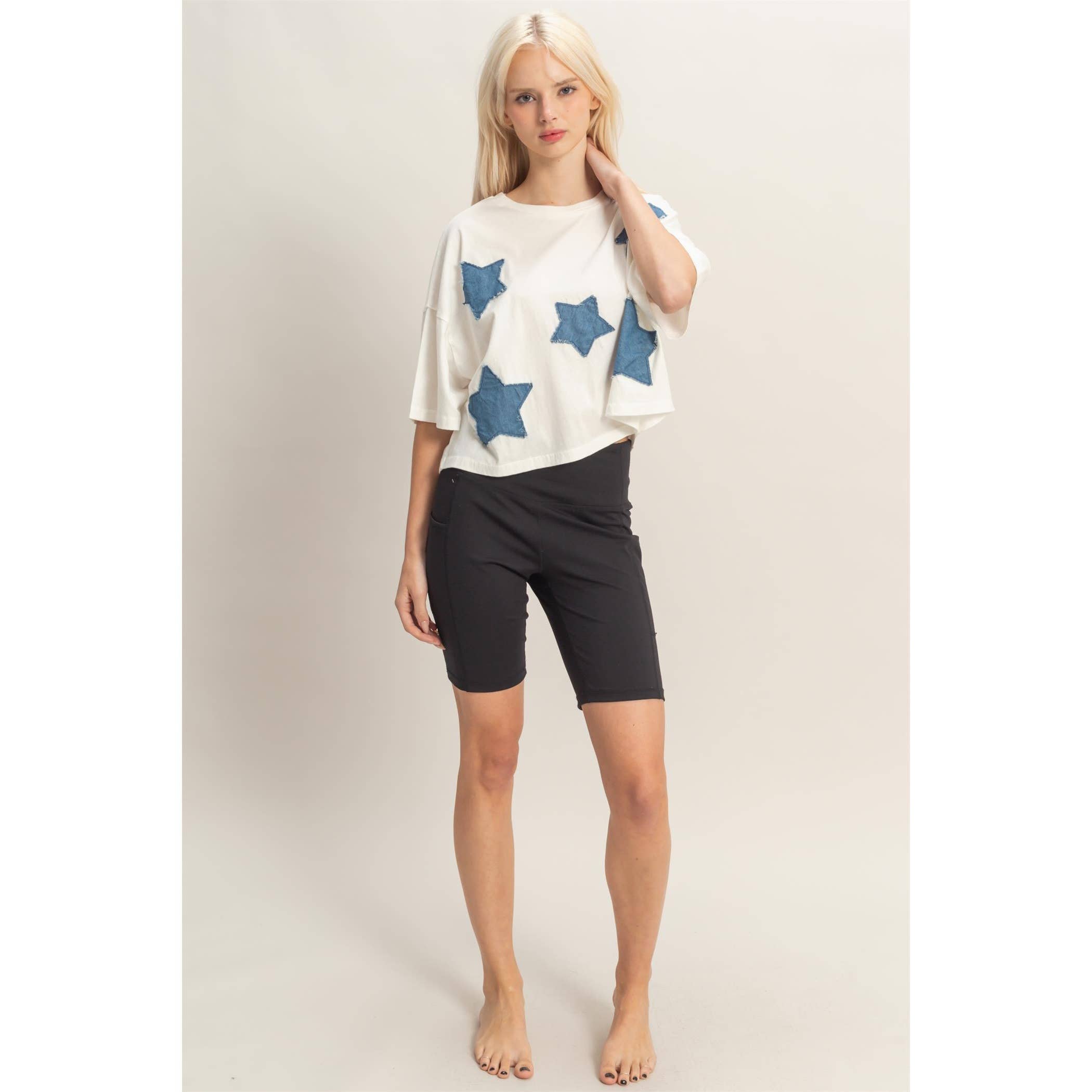 Raw Edge Star Patch Top