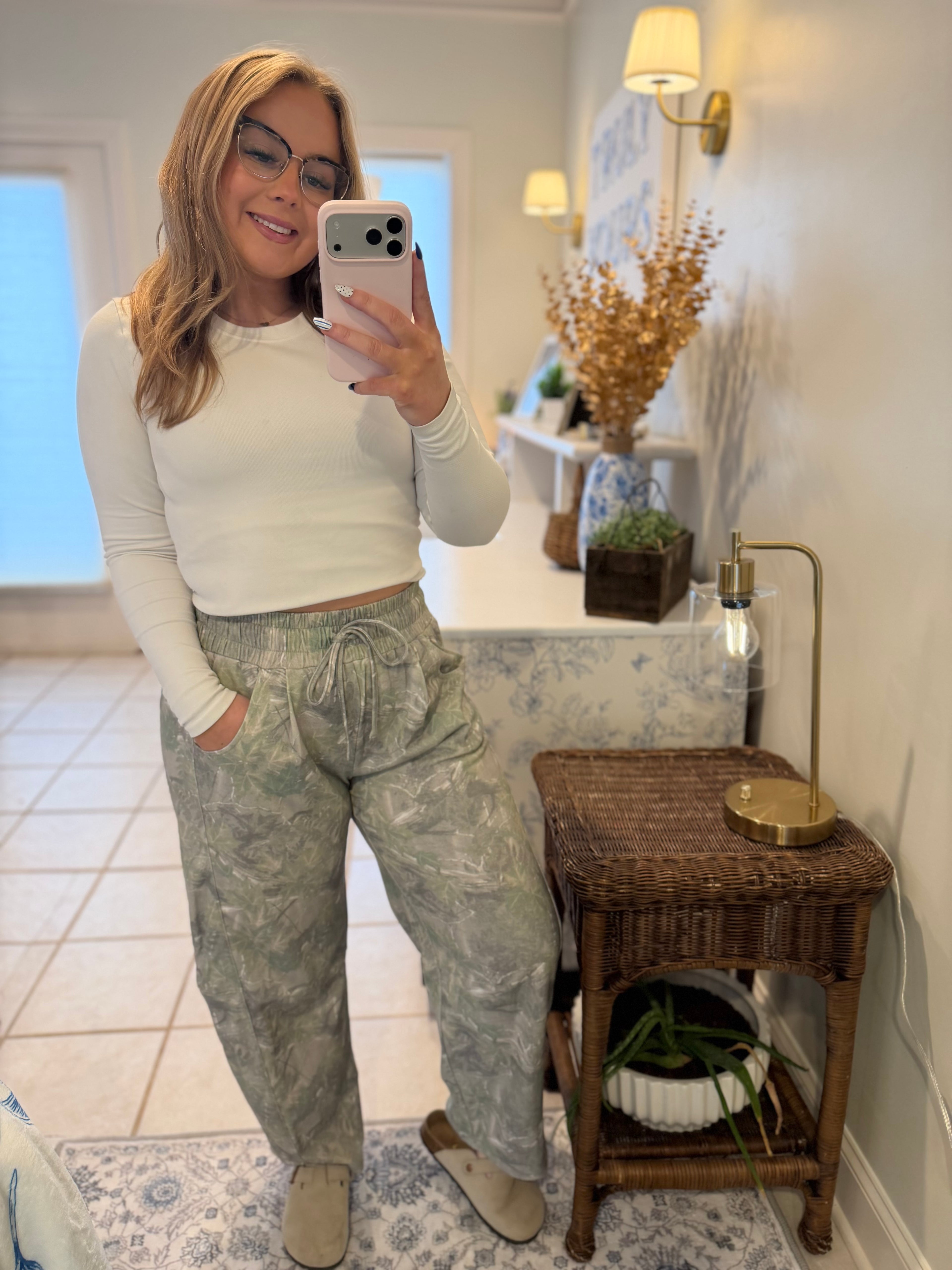 Camo Casual Knit Barrel Pants🤍