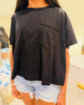 Black Raw Edge Top
