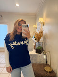 Game Day Embroidered Sweater Vest- Royal Blue💙