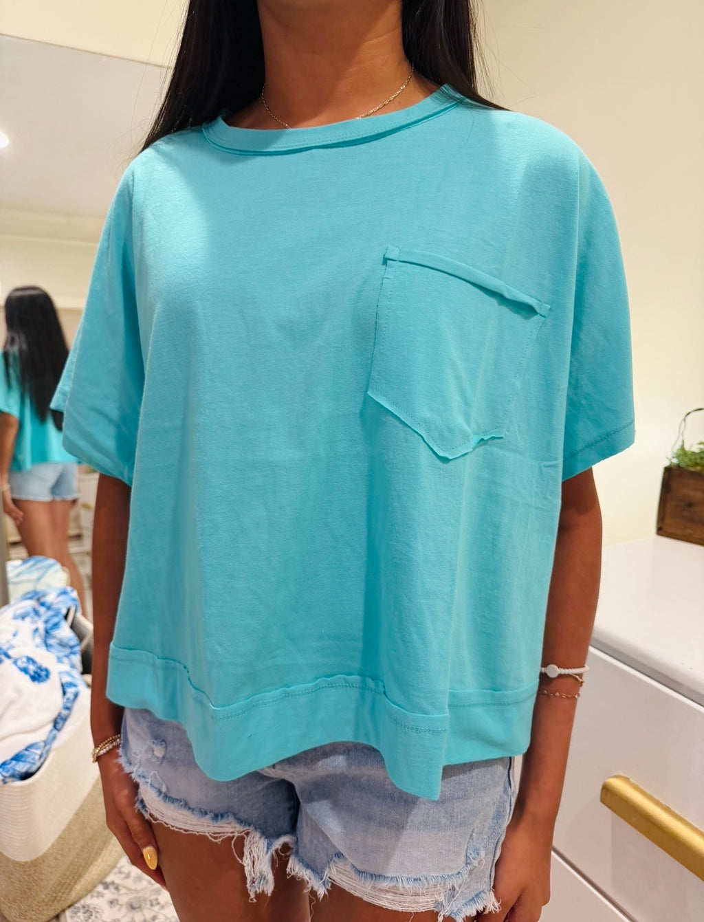 Mint Green Raw Edge Top