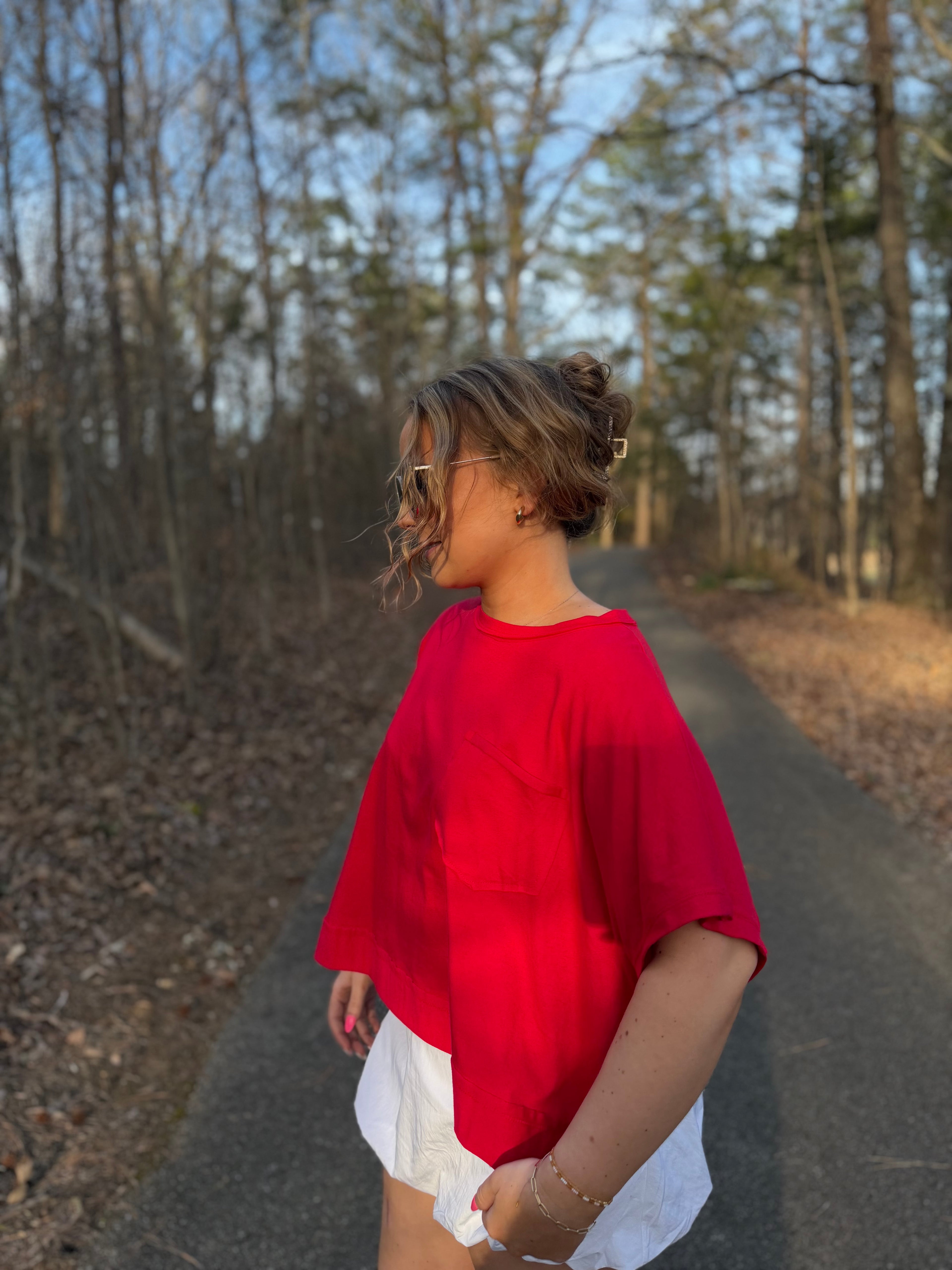 Red Raw Edge Top