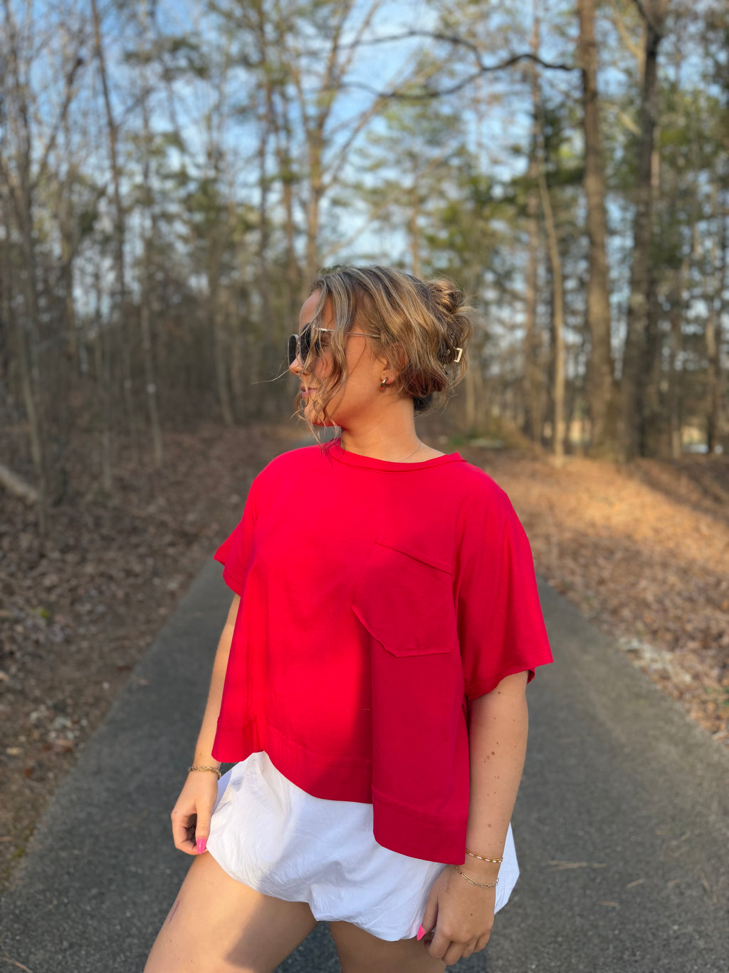 Red Raw Edge Top