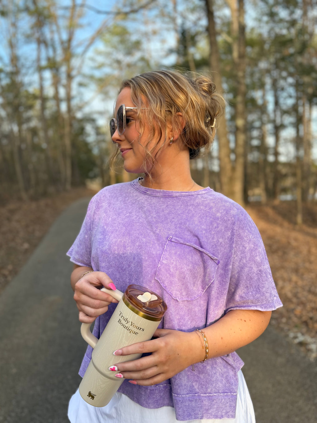 Purple Acid Wash Oversized Top