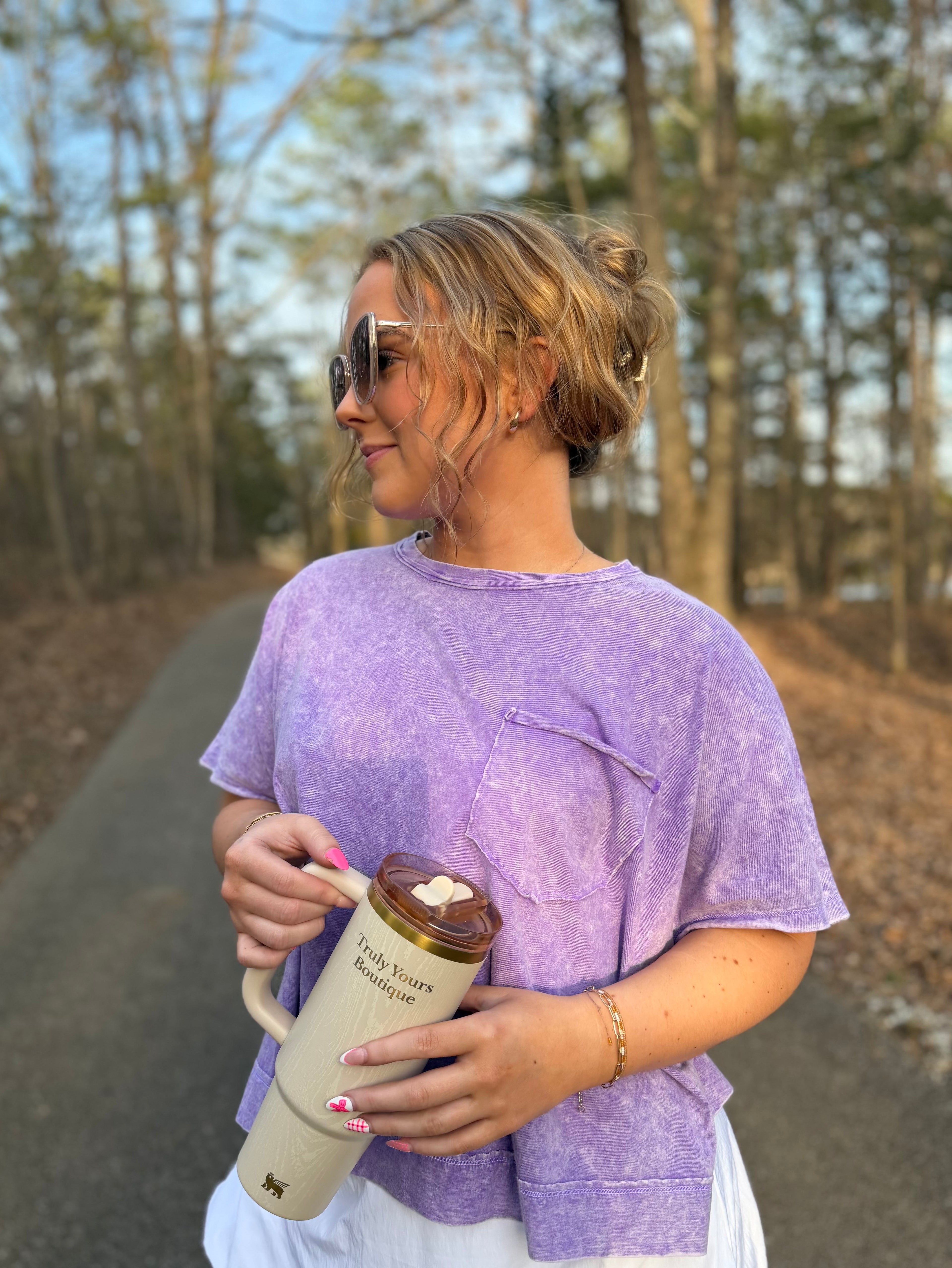 Purple Acid Wash Oversized Top