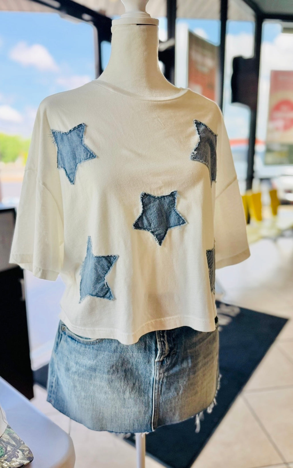 Raw Edge Star Patch Top