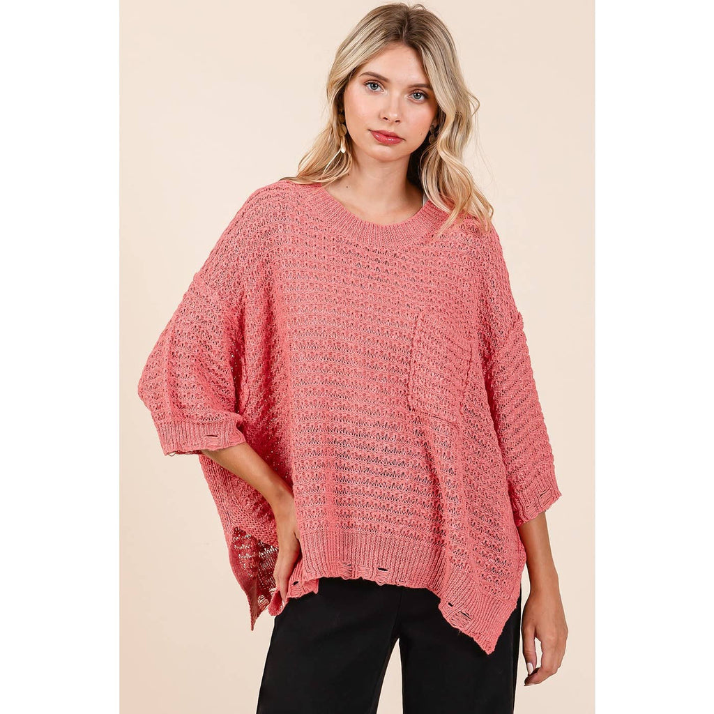 Blushing Distressed Knit Top