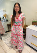 Pink and Green Floral Dress