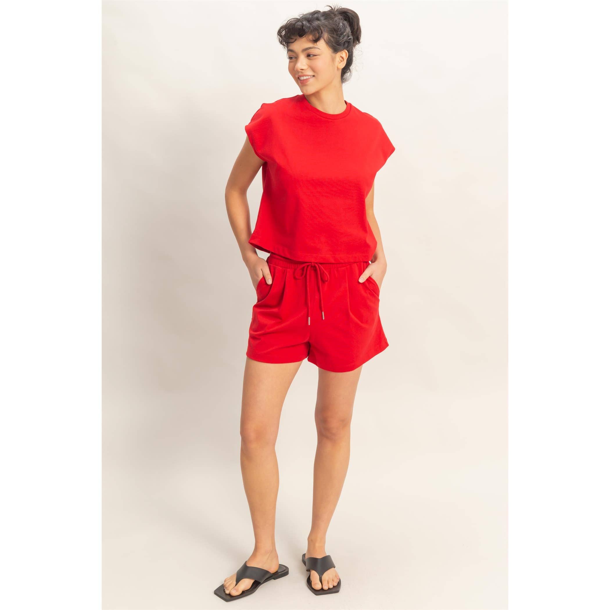 Red Boxy Top Set
