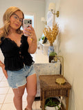Midnight Ruffle Tie Top