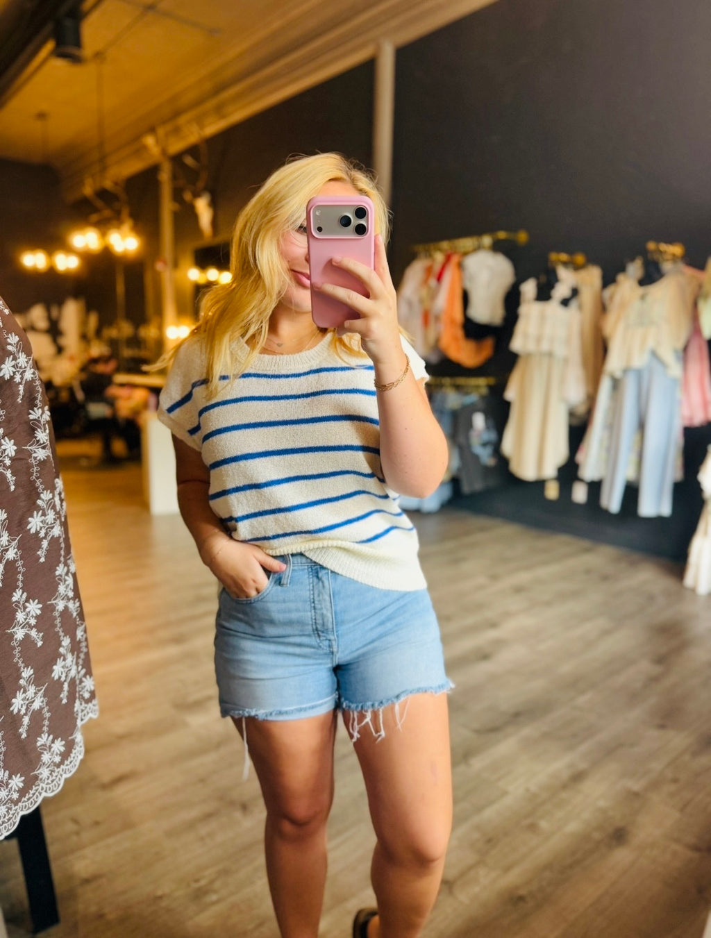 Royal Striped Light Knit Top