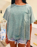 Light Green Acid Wash Oversized Top
