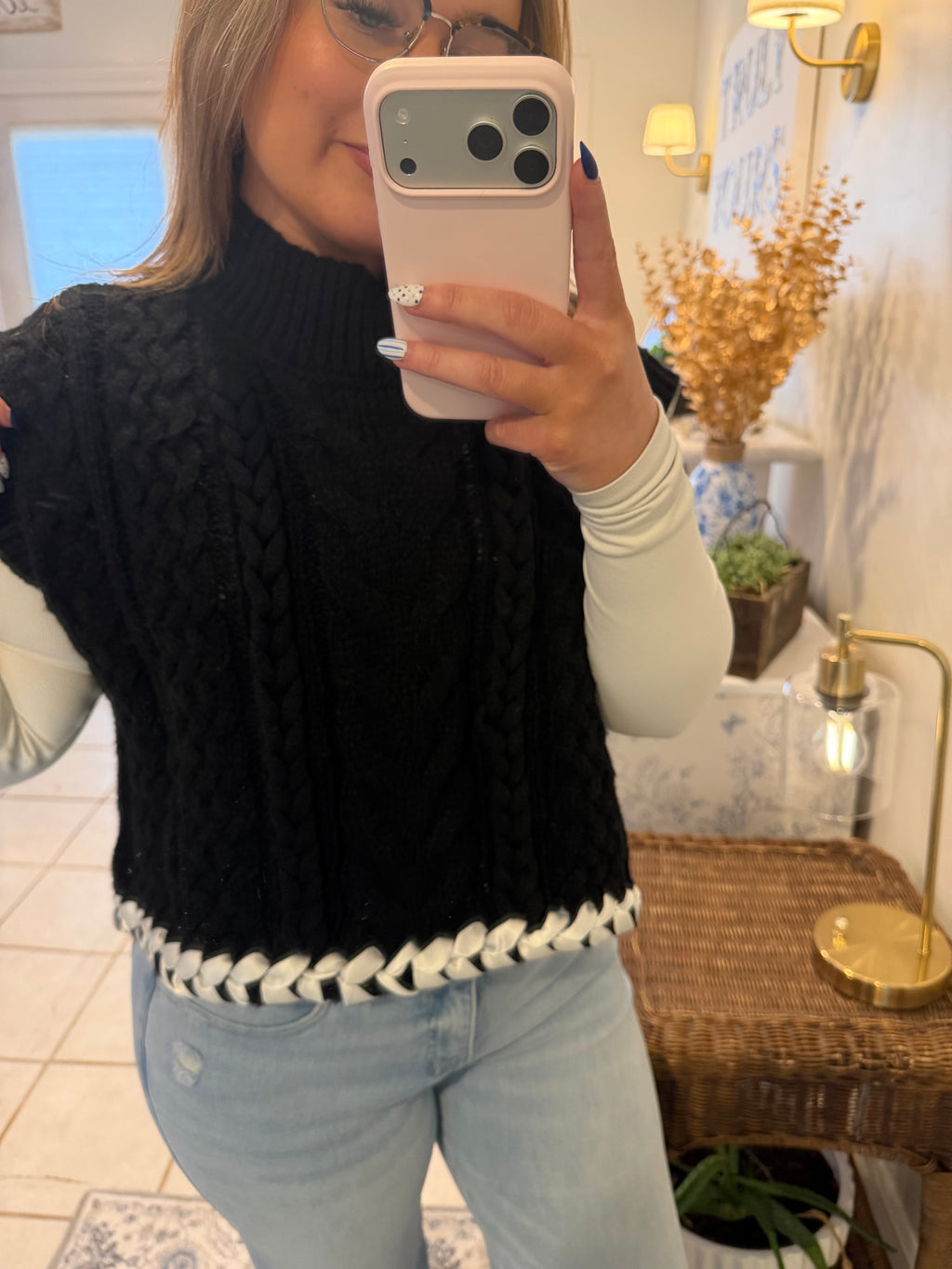 Braided Cable Knit Sweater Vest🖤