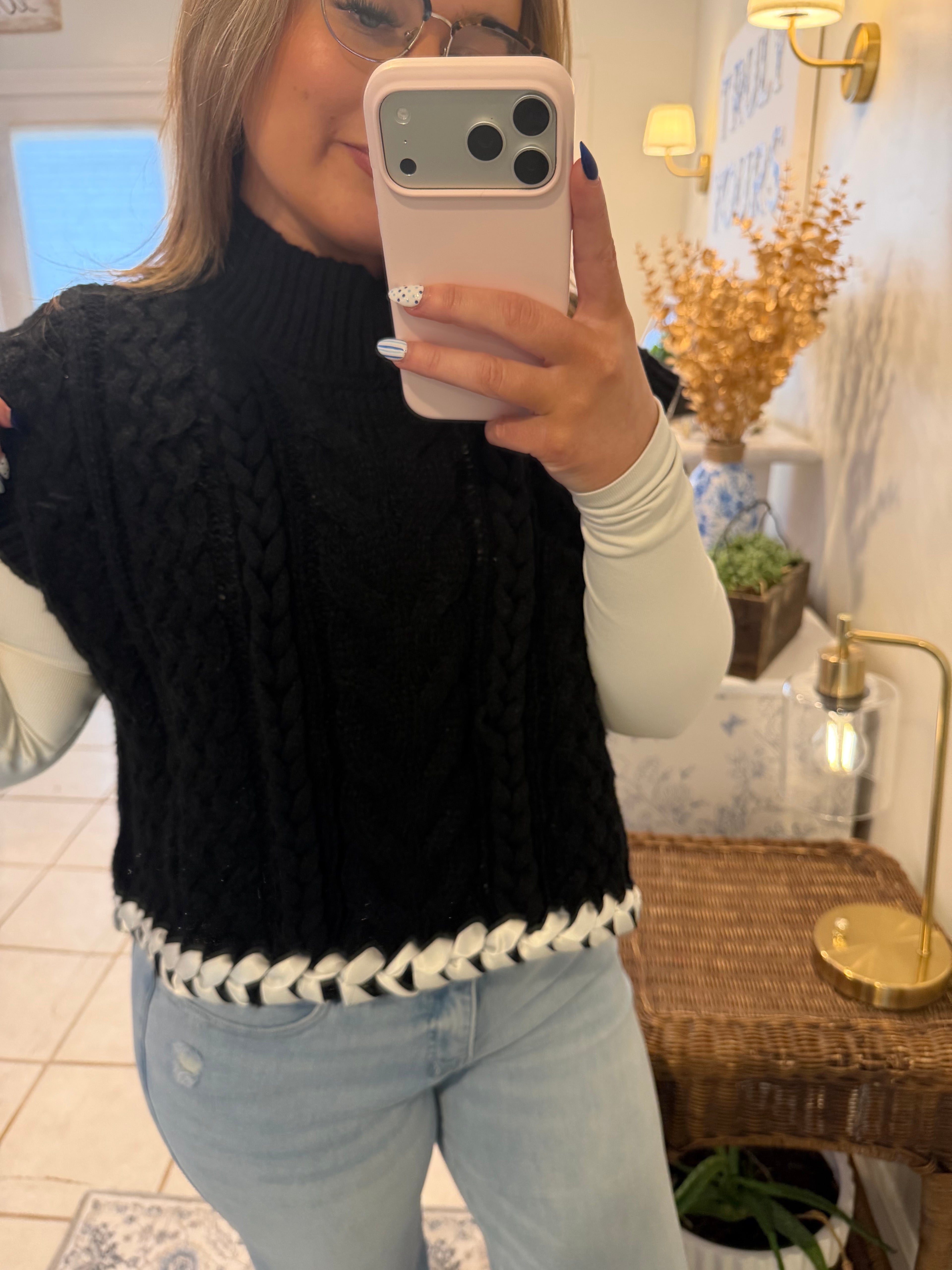 Braided Cable Knit Sweater Vest🖤