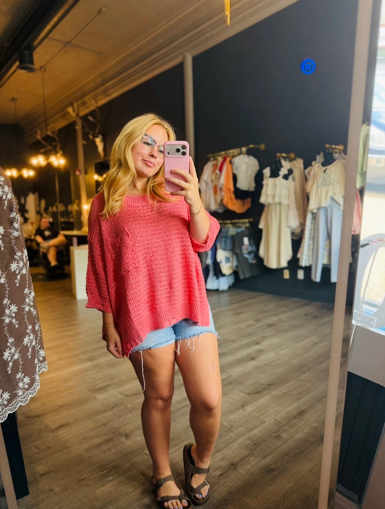 Blushing Distressed Knit Top
