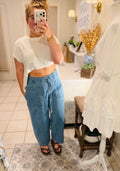 Wide Denim With Oversize Pockets
