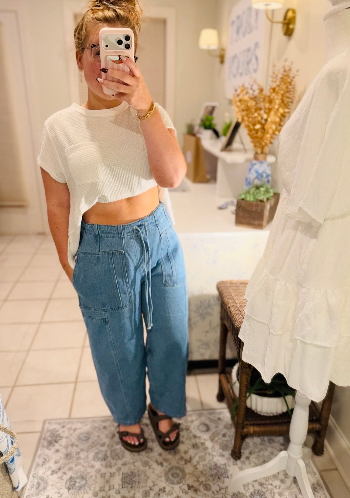 Wide Denim With Oversize Pockets