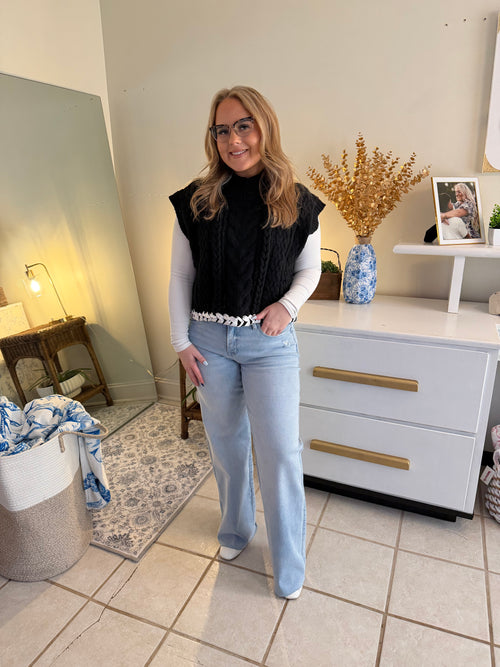 Braided Cable Knit Sweater Vest