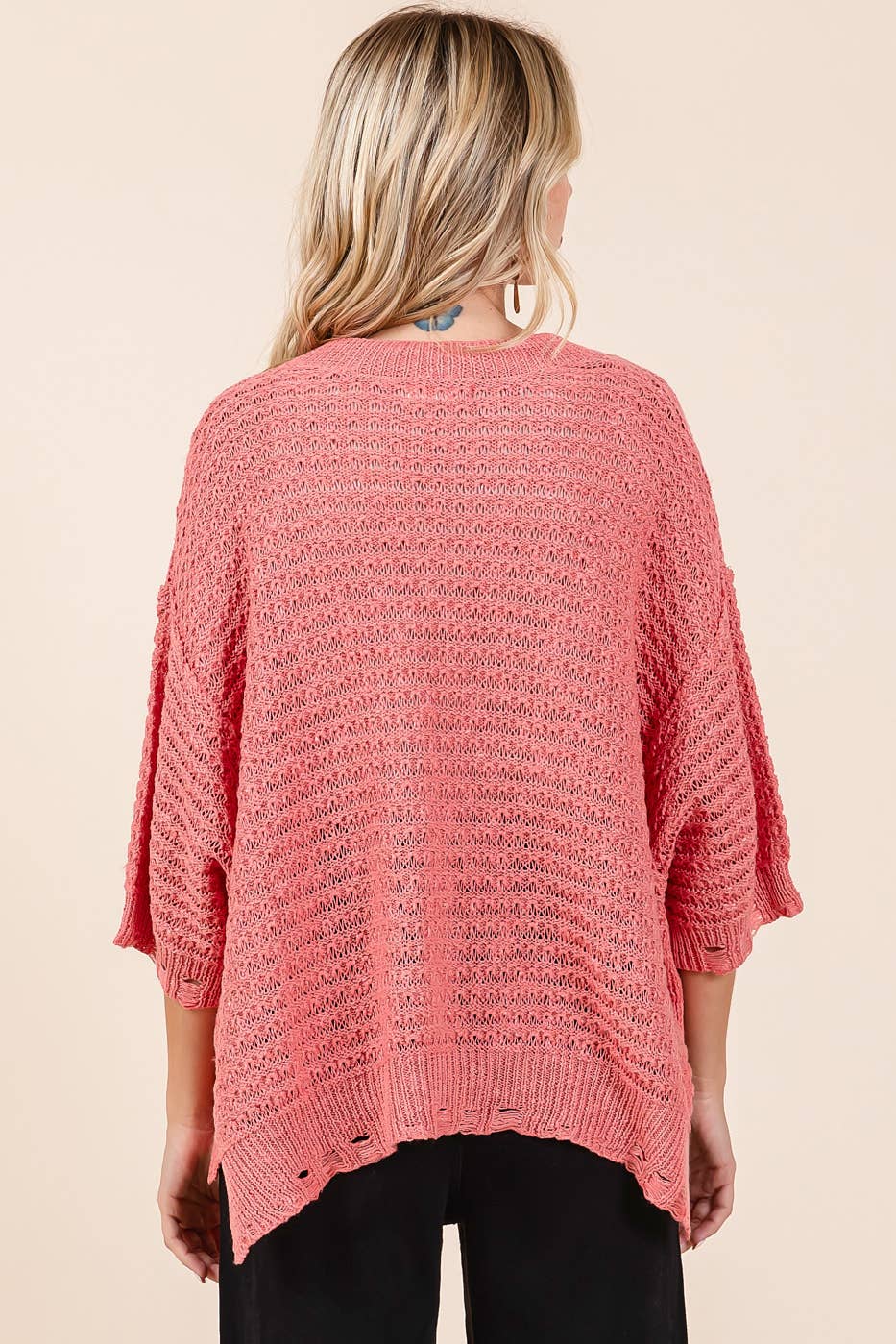 Blushing Distressed Knit Top