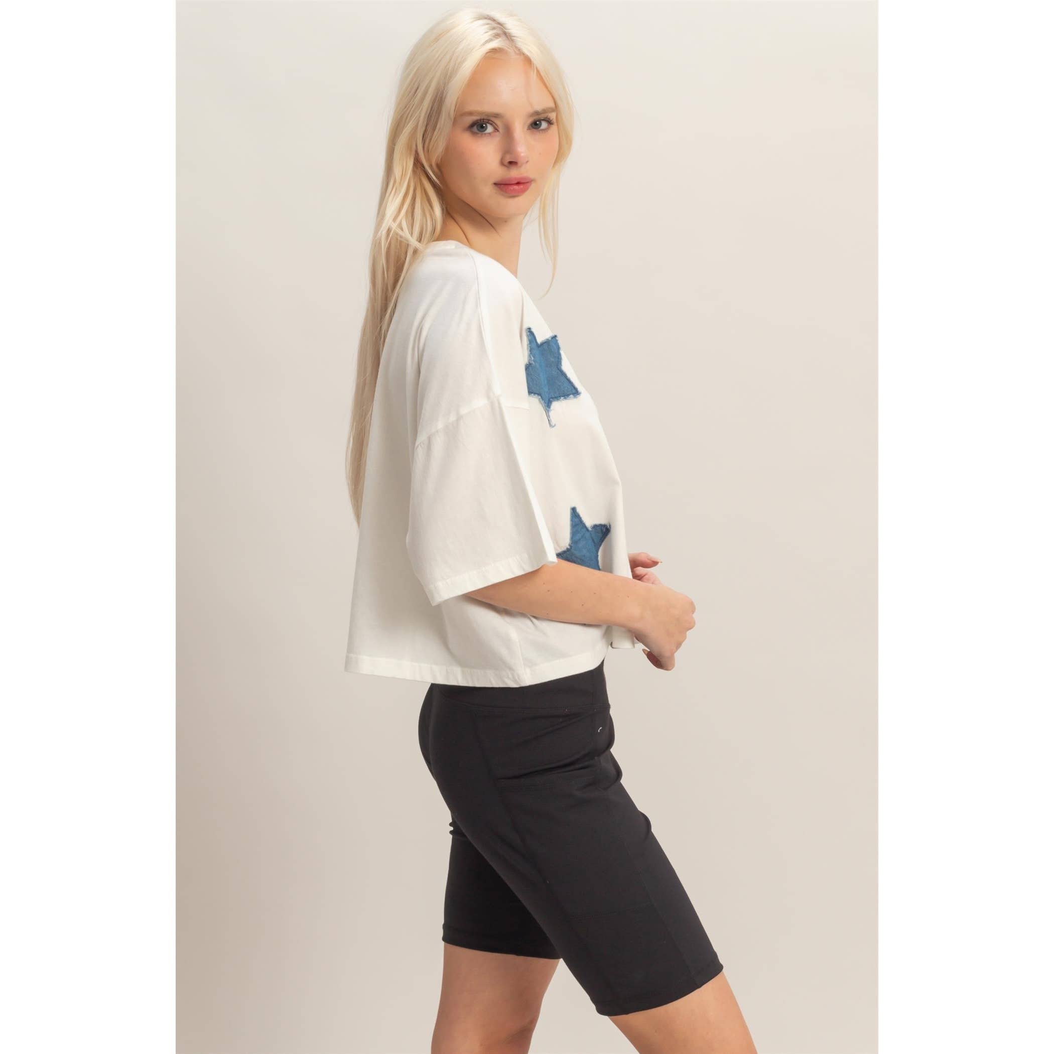 Raw Edge Star Patch Top
