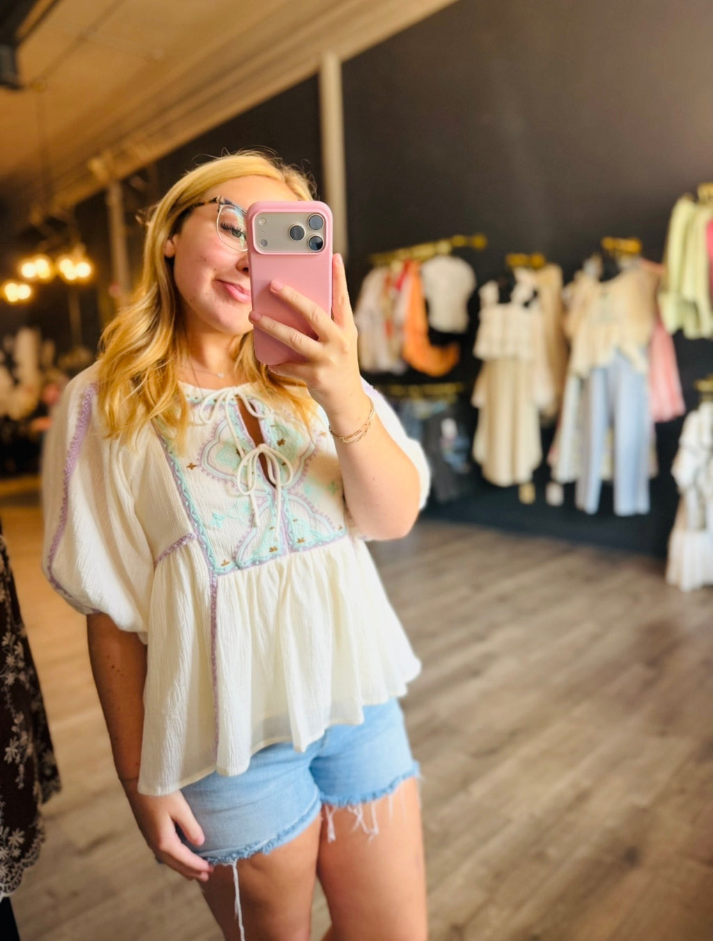 Pastel Polly Embroidered Top