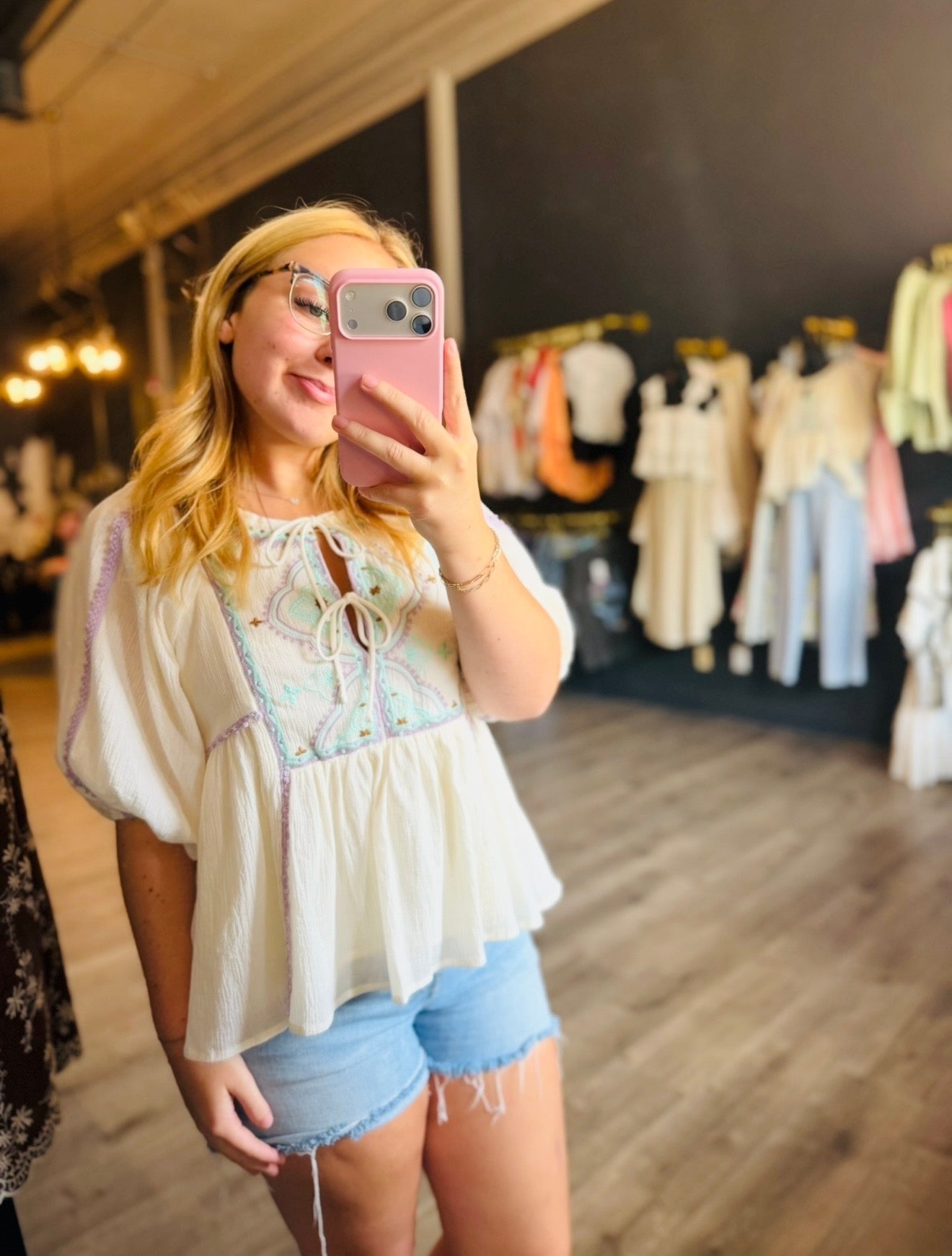 Pastel Polly Embroidered Top