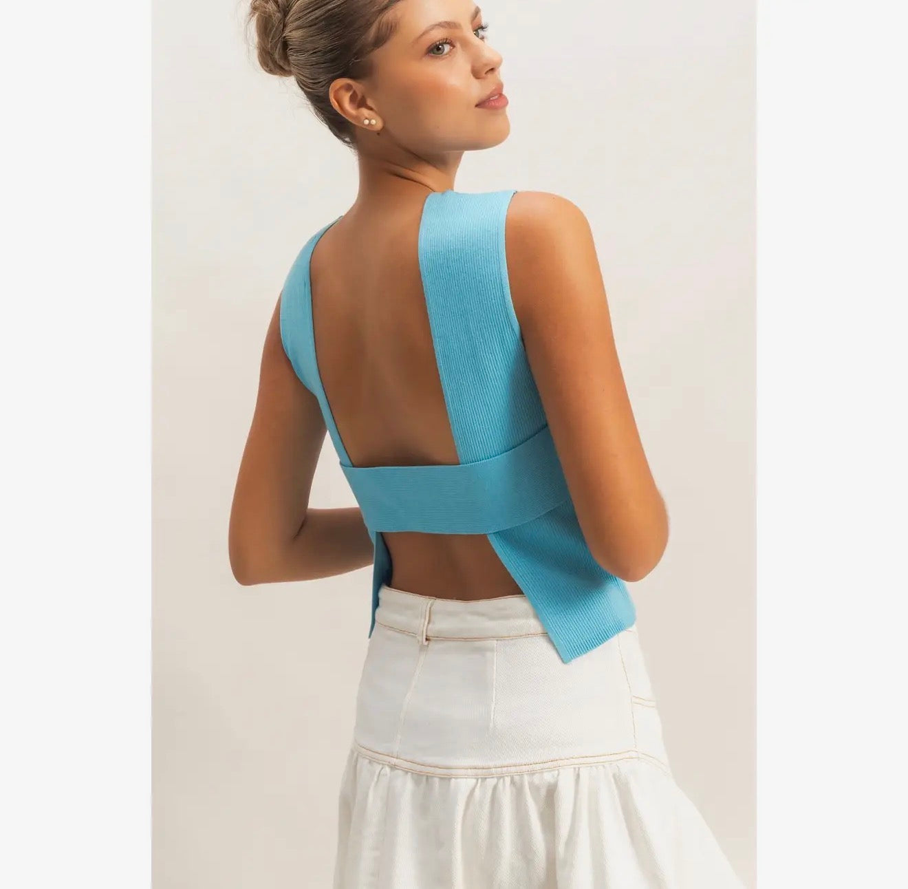 Blue Backless Nights Top
