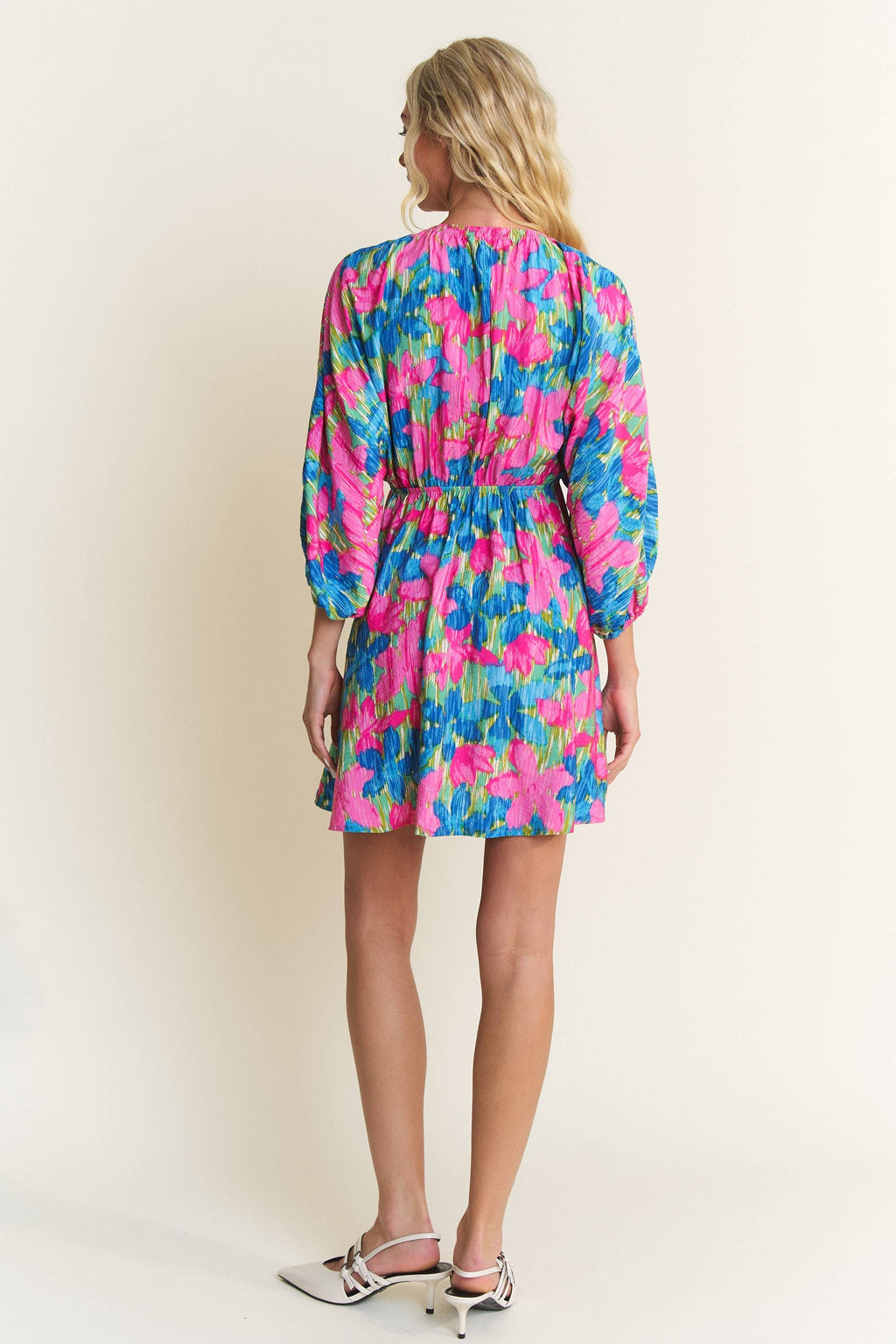 Blue Blossom Breeze Mini-Dress