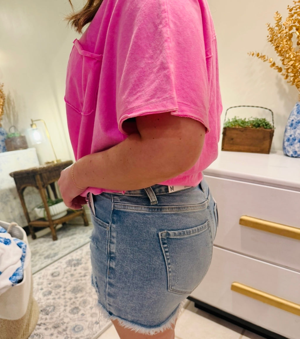 Light Wash Stretch Denim Short
