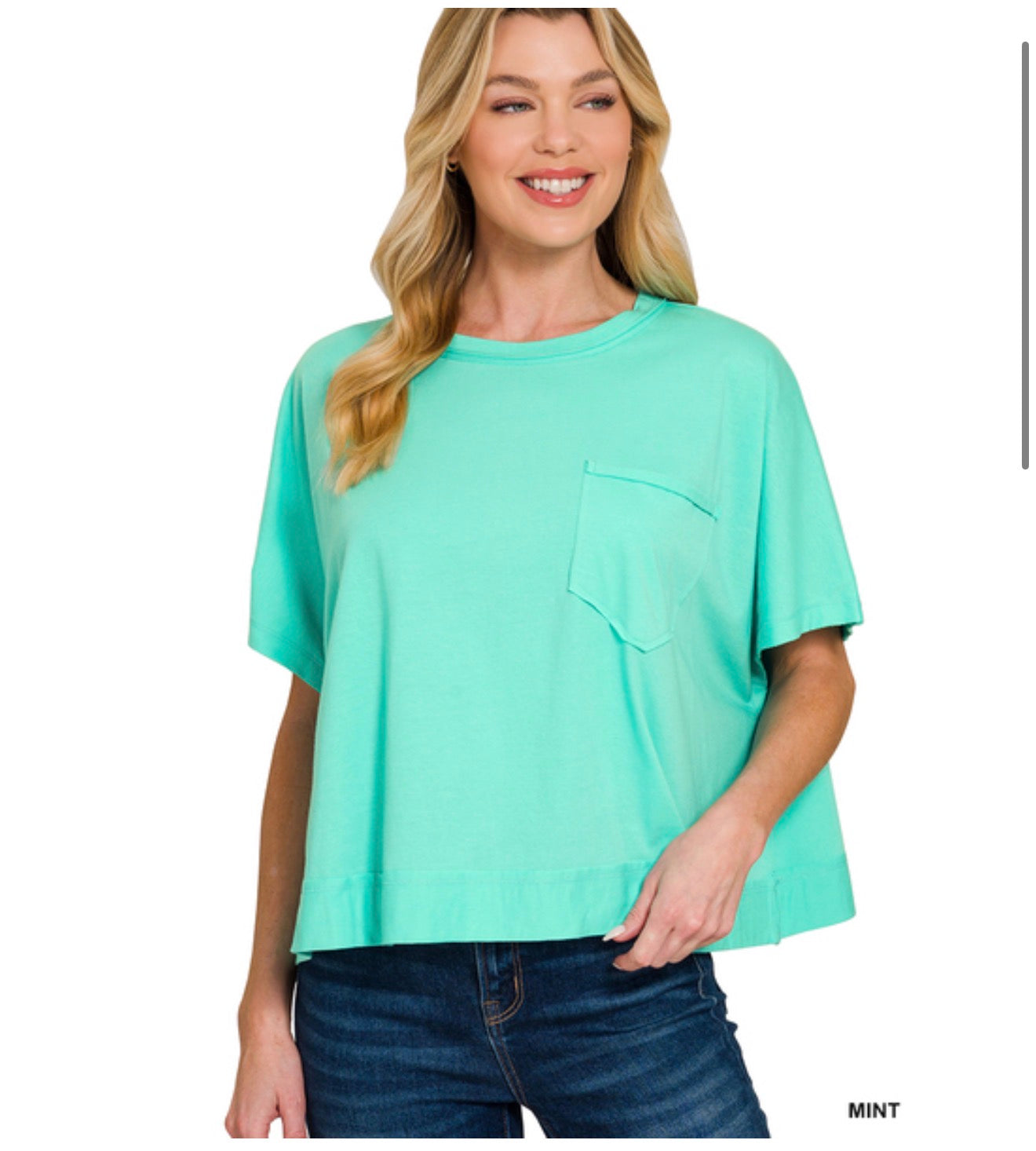 Mint Green Raw Edge Top