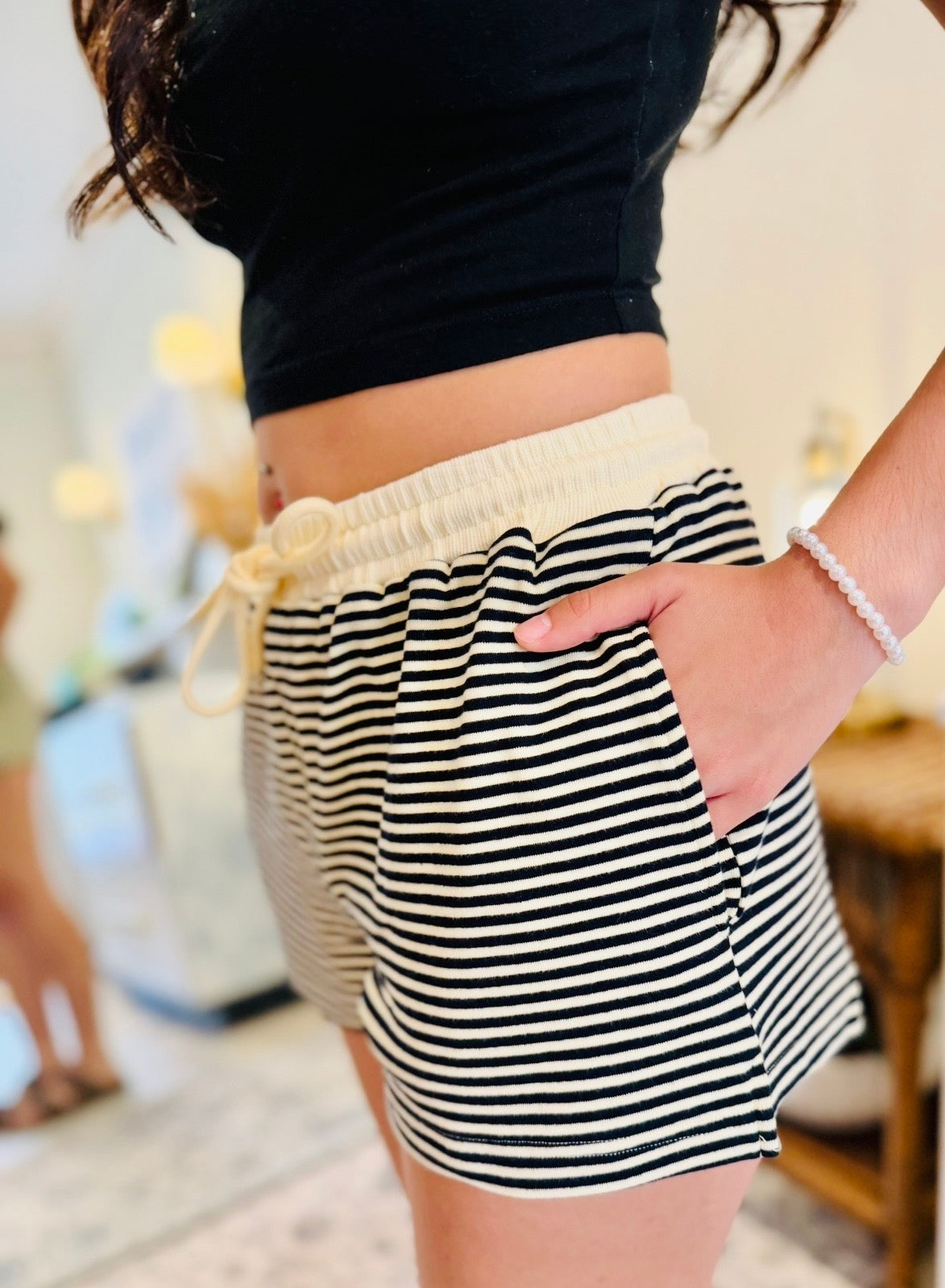 Butter Mid Rise Striped Short