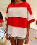 Red + White Striped Top