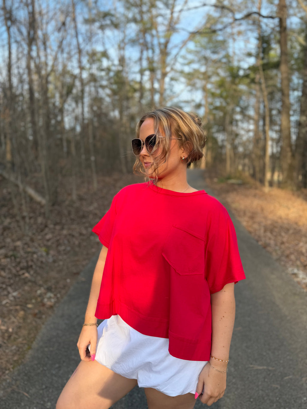 Red Raw Edge Top