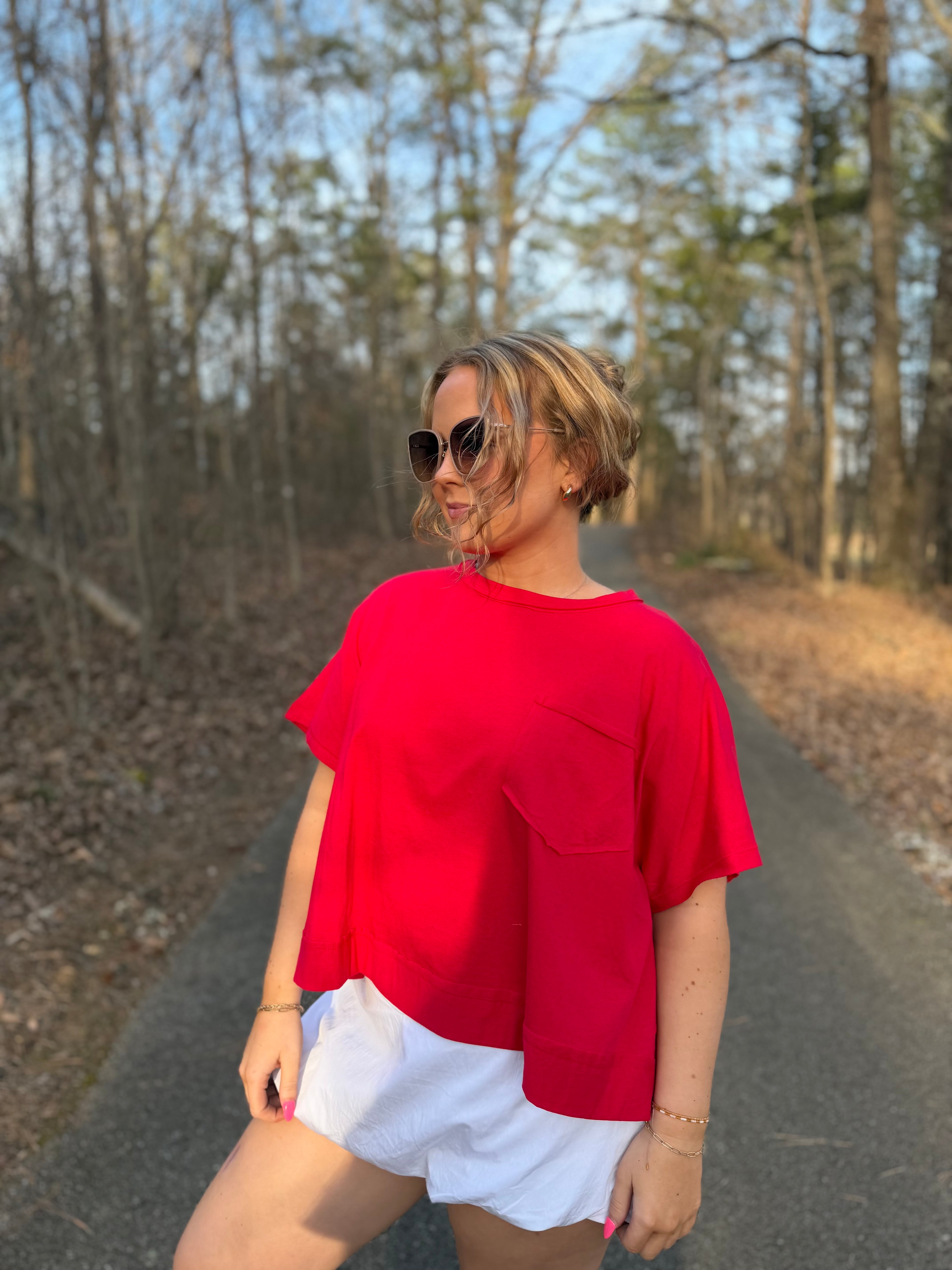 Red Raw Edge Top