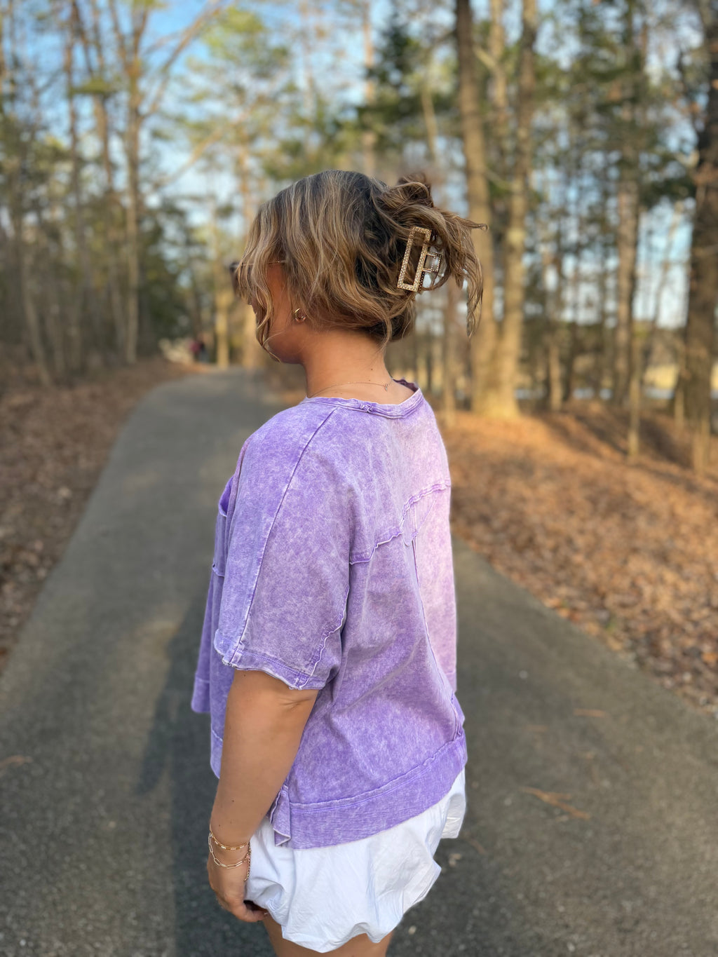 Purple Acid Wash Oversized Top