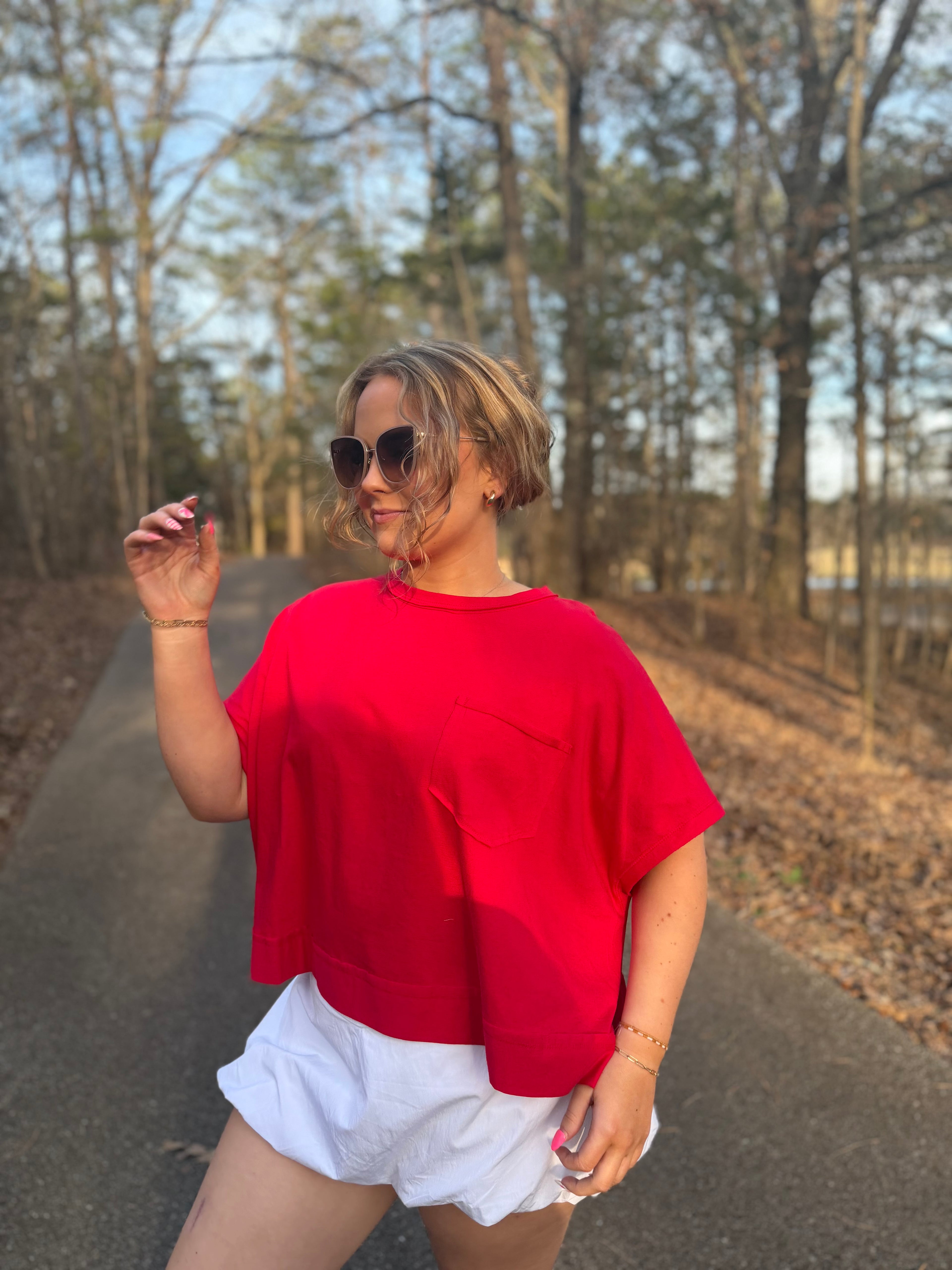 Red Raw Edge Top