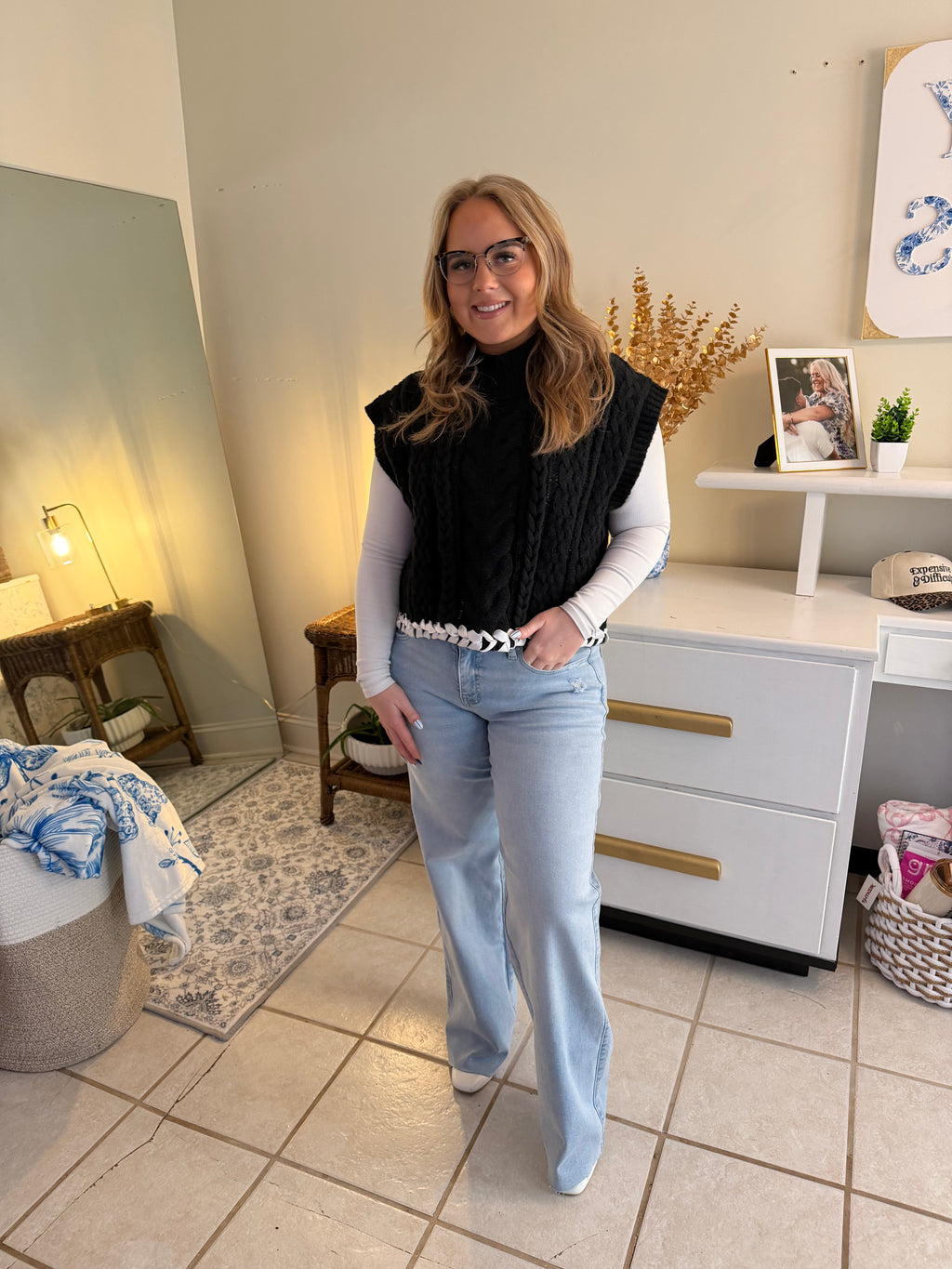 Braided Cable Knit Sweater Vest