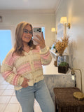 Oversized Sweet Pink Multi-color Cardigan💖