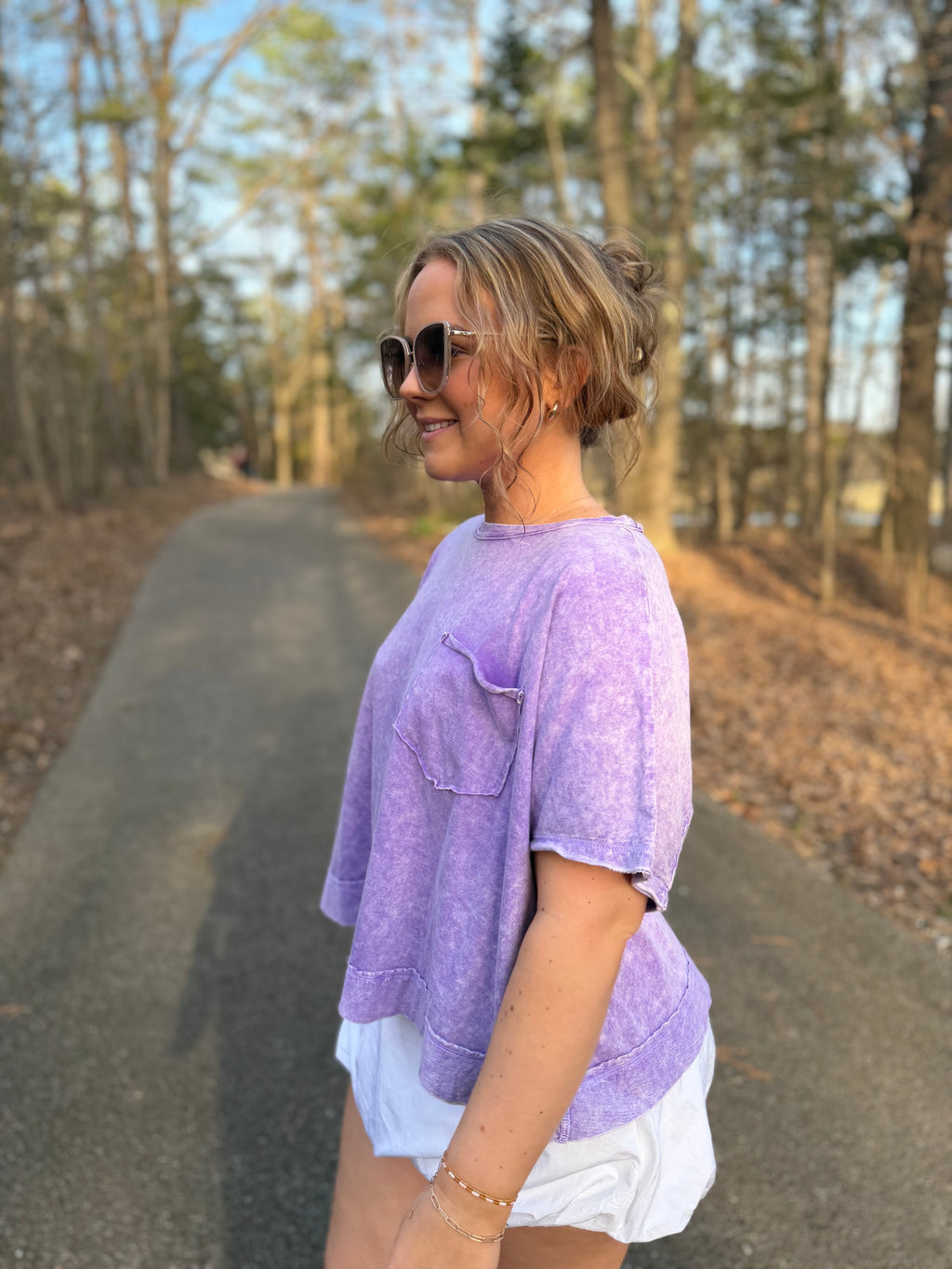 Purple Acid Wash Oversized Top