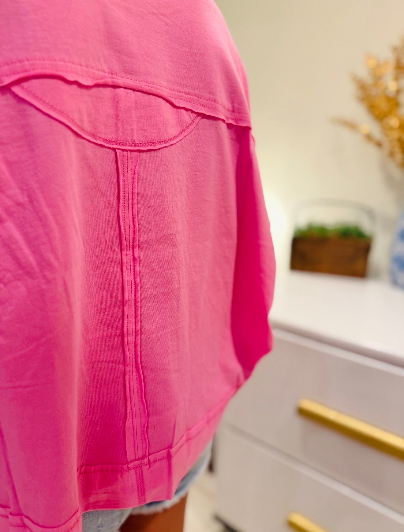 Pink Raw Edge Top