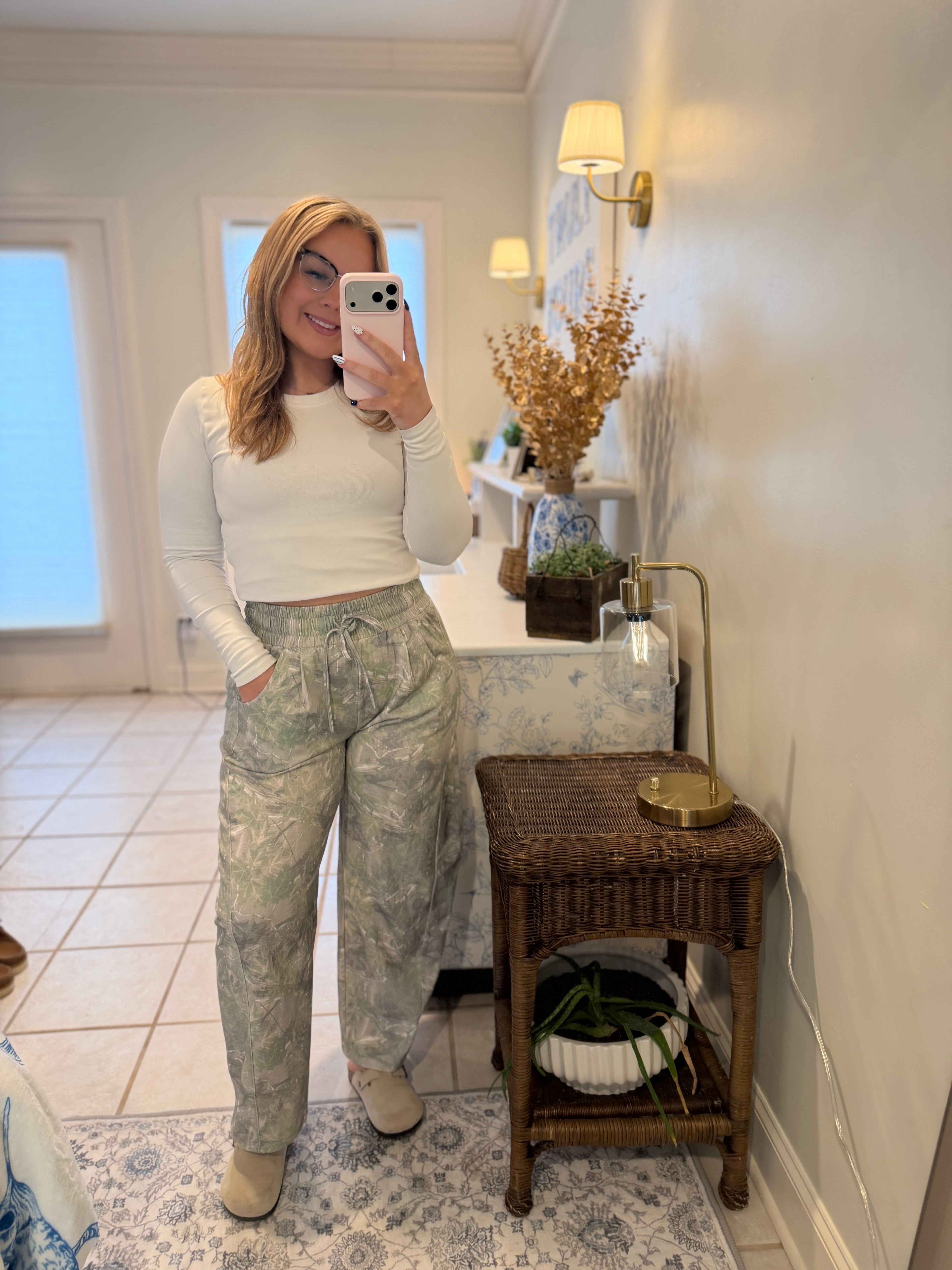 Camo Casual Knit Barrel Pants🤍