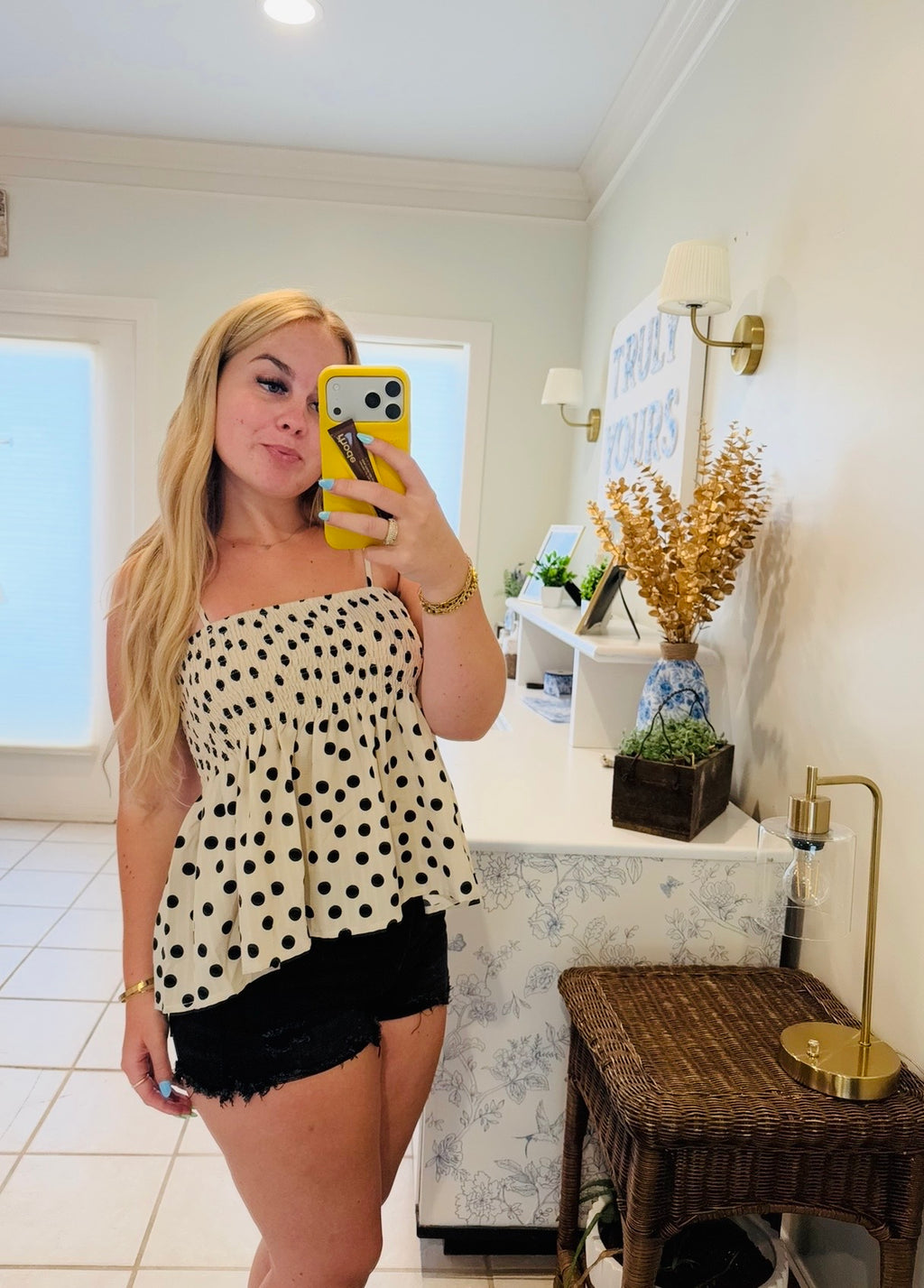 Polka Dot Peplum Top